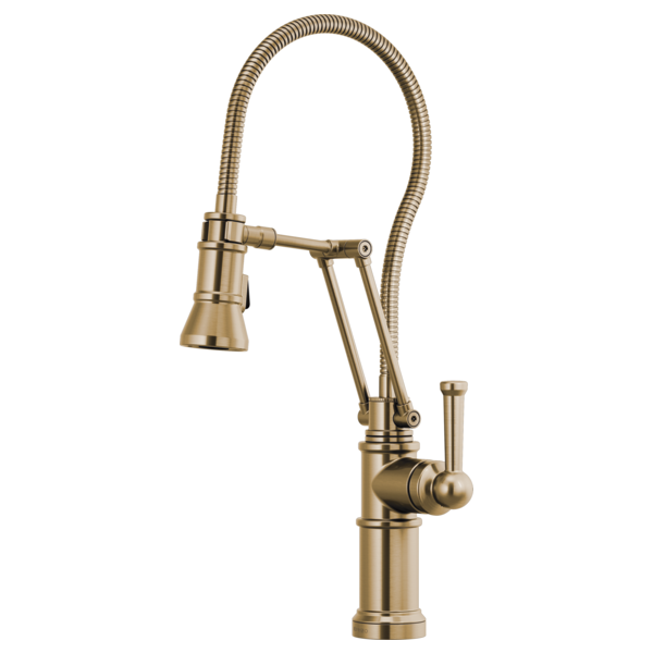 Artesso Articulating Kitchen Faucet with Finished Hose and Pulldown Spray - Brilliance Luxe Gold 63125LF-GL Brizo