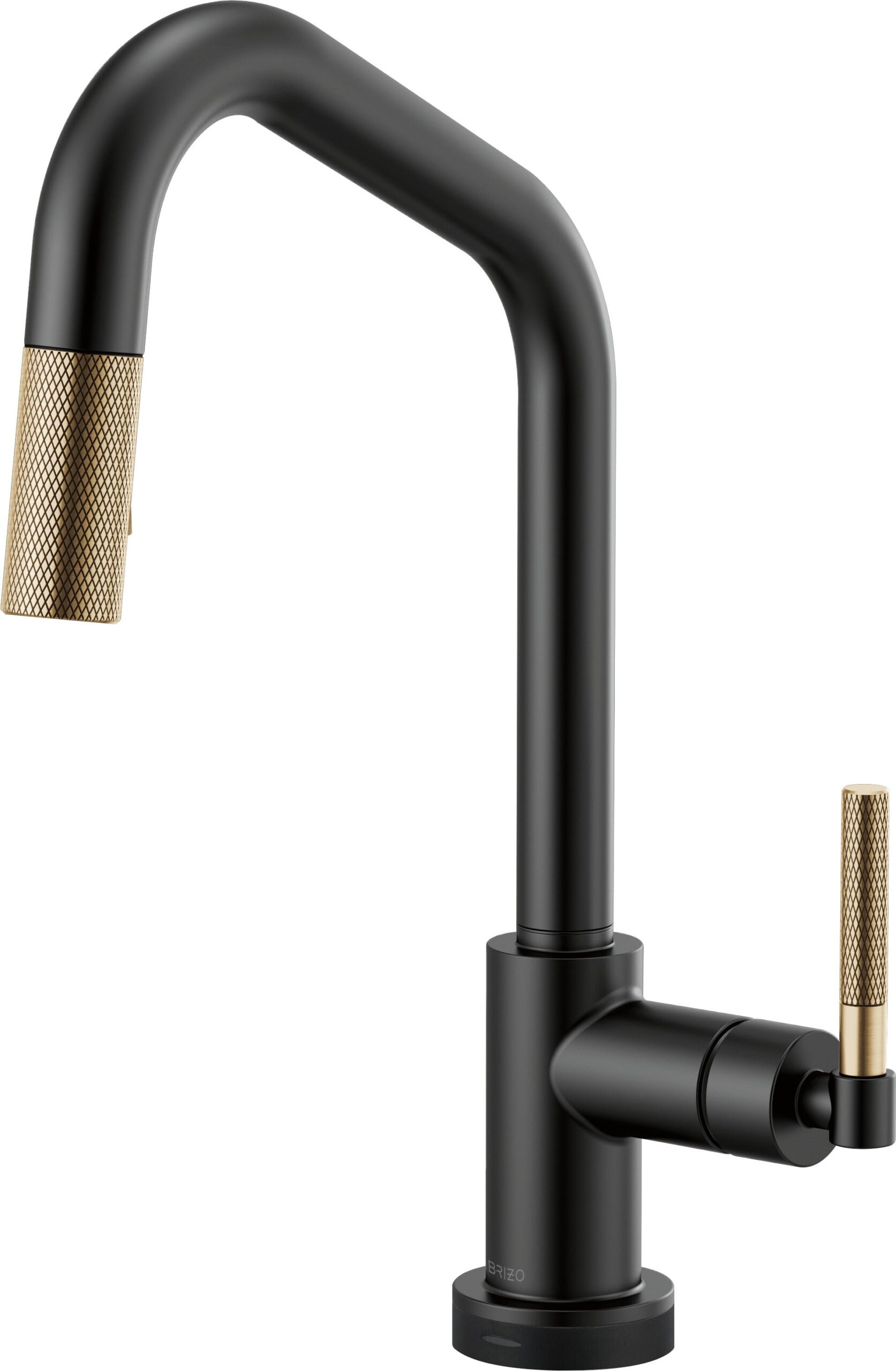 Litze SmartTouch Kitchen Faucet with Pulldown Spray Angled Spout and Knurled Handle - Matte Black/Luxe Gold 64063LF-BLGL Brizo