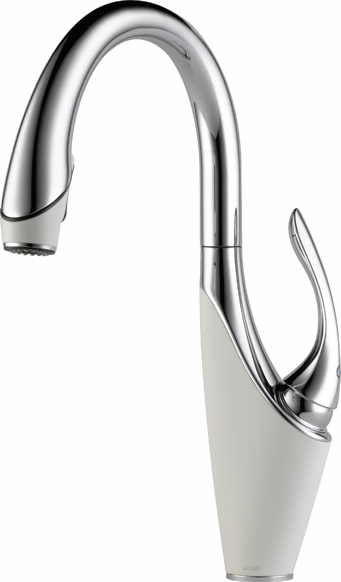 Vuelo Kitchen Faucet with Pulldown Spray - Chrome/White 63055LF-PCMW Brizo