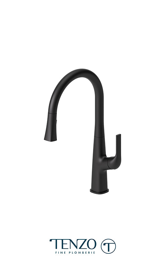 Tenzo Single-handle kitchen faucet Felicia with pull-down & 2-Function hand shower matte black FE130-MB