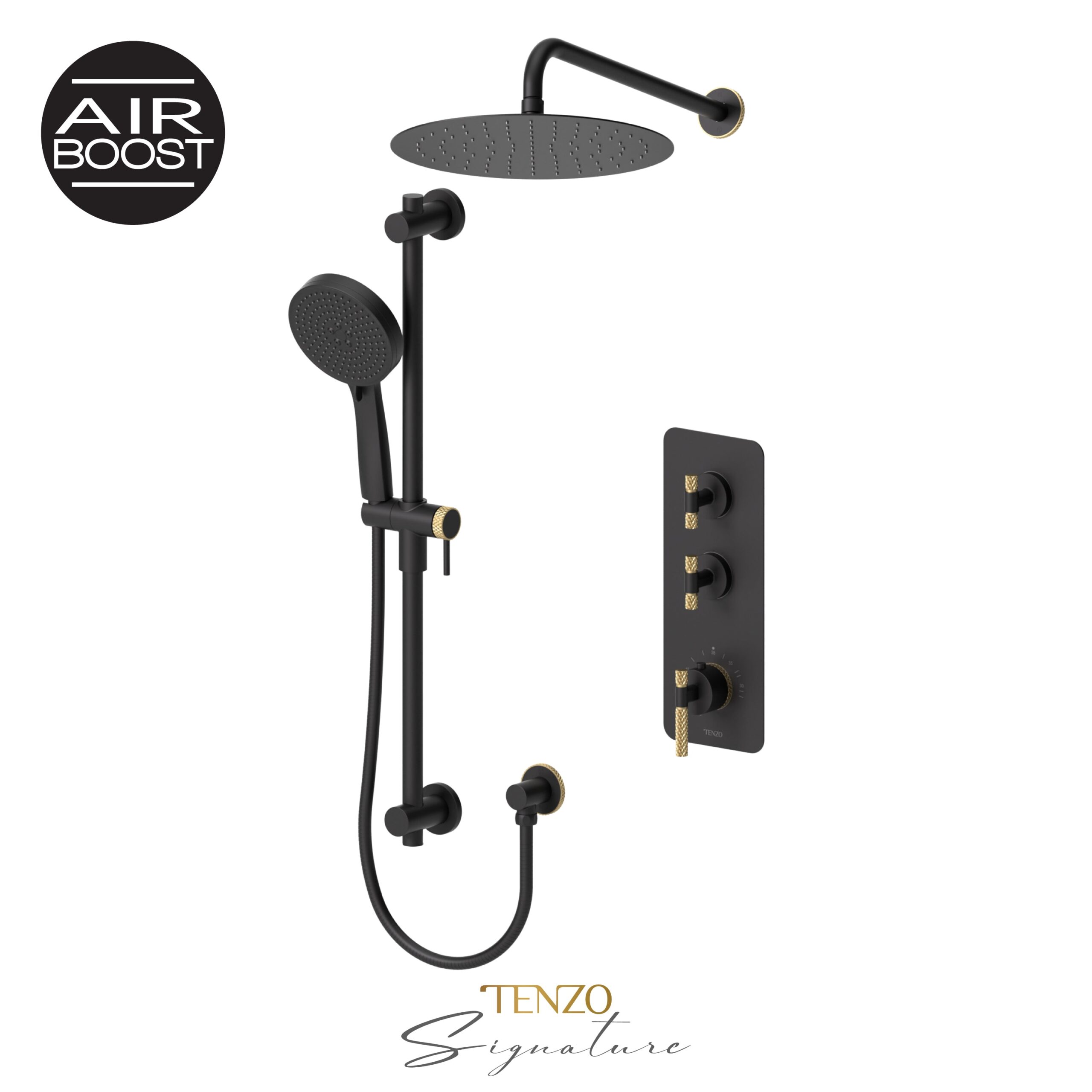 Tenzo Extenza kit 2 fcts thermo Bellacio-C matte black / brushed gold BET42-20112-C-MB-BG