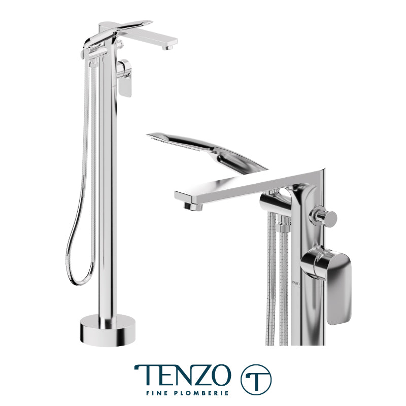 Tenzo Delano floor mount 3 pcs tub filler chrome DE52-CR