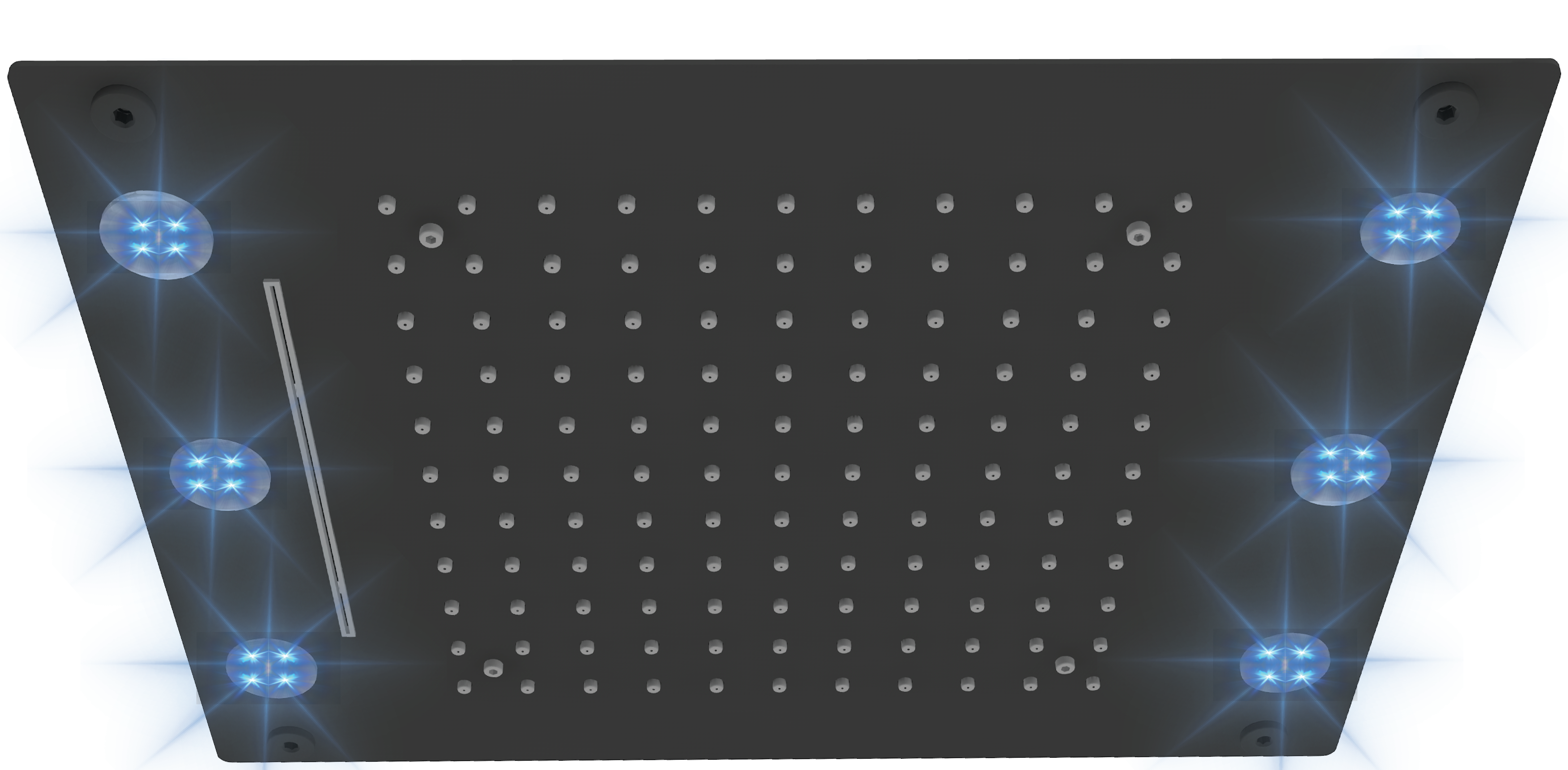 Tenzo Ceiling shower head & waterfall 33x43cm [13x17in] LED (6x) matte black CTS-1317LW-MB - Image 2