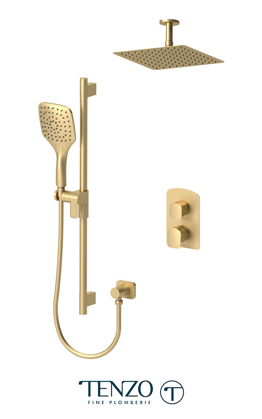 Tenzo Delano T-Box kit 2 functions thermo brushed gold finish DET32-21131-BG