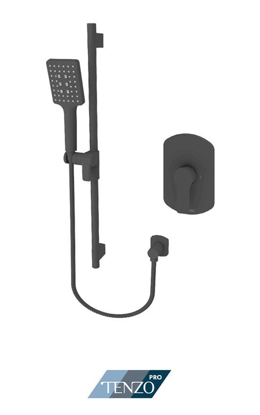 Tenzo Galia pressure balanced single function shower kit - Matte Black