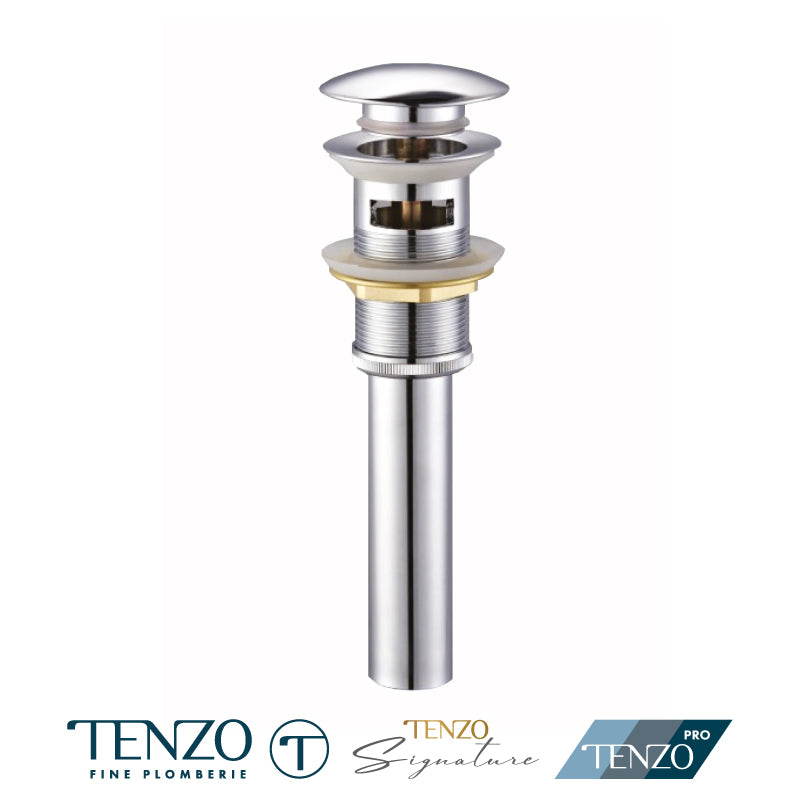 Tenzo Push pop-up drain with oveflow round chrome DR-OF-01-CR - Image 2