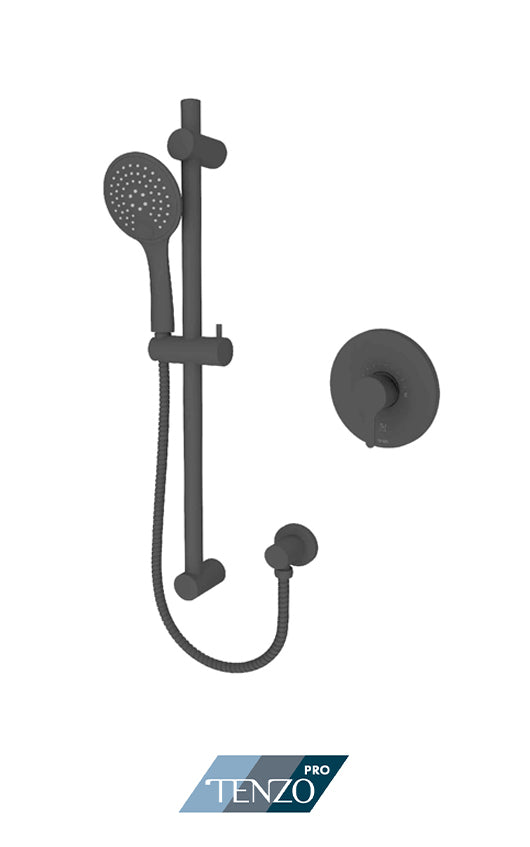 Tenzo MYLO pressure balanced single function shower kit - Matte Black