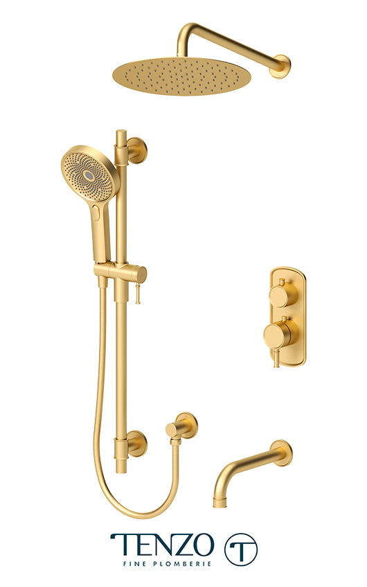 Tenzo Alyss T-Box kit 3 functions thermo brushed gold finish ALYT33-501125-BG