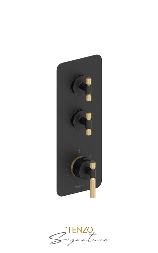 Tenzo Extenza valve 2 fcts thermo Bellacio-F matte black/brushed gold BET42-F-MB-BG