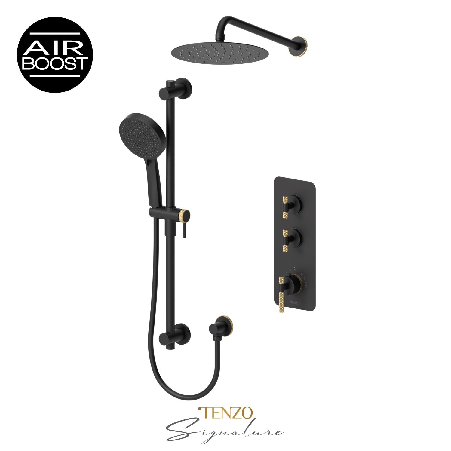 Tenzo Extenza kit 2 fcts thermo Bellacio-C matte black / brushed gold BET42-20111-C-MB-BG