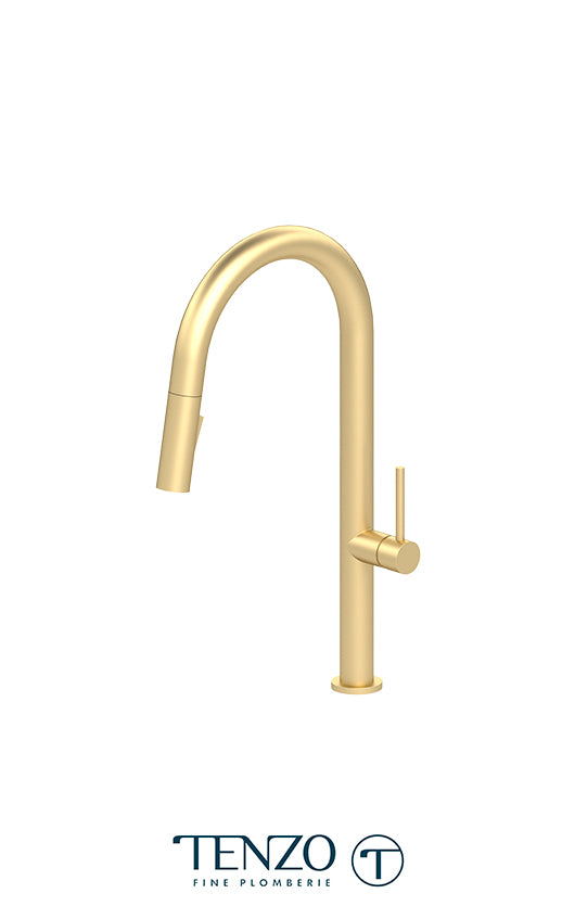 Tenzo Single-handle kitchen faucet Amador with pull-down & 2-Function hand shower brushed gold AM130-BG