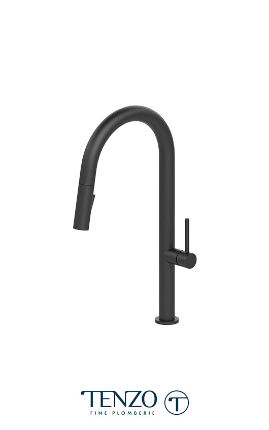 Tenzo Single-handle kitchen faucet Amador with pull-down & 2-Function hand shower matte black AM130-MB