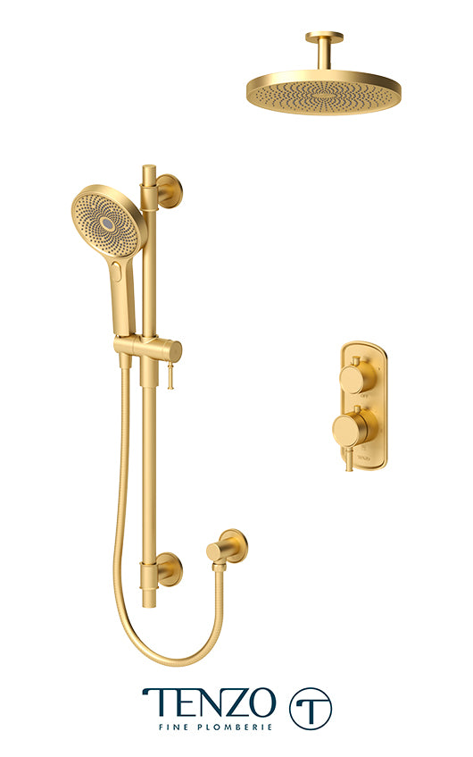 Tenzo Alyss T-Box kit 2 functions thermo brushed gold finish ALYT32-21134-BG