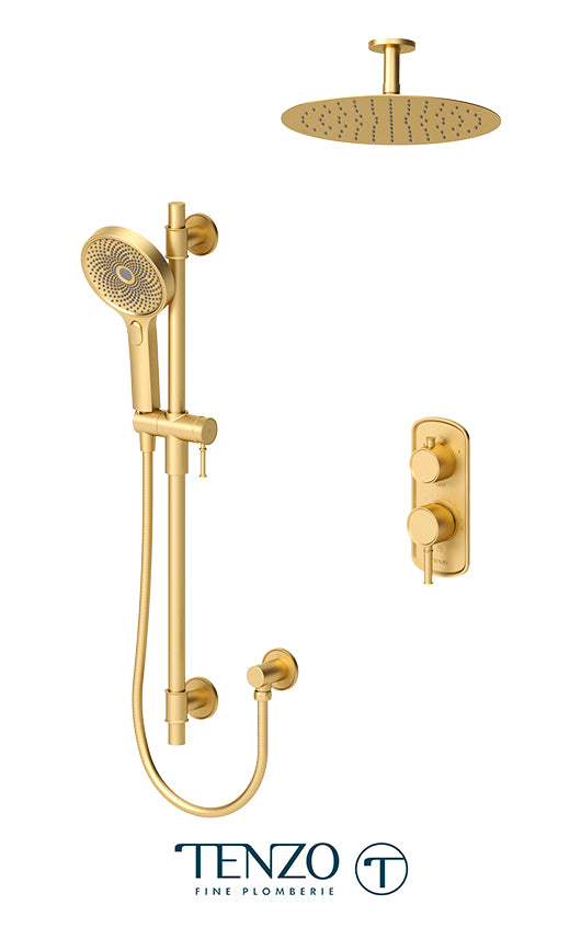 Tenzo Alyss T-Box kit 2 functions pres bal brushed gold finish ALYPB32-21132-BG