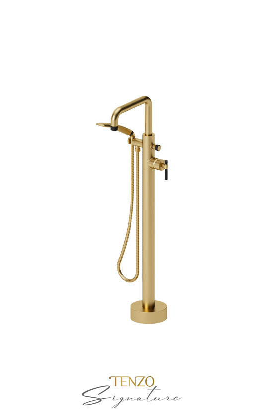 Tenzo Floor mount tub filler Bellacio-C brushed gold/matte black BE52-C-BG-MB