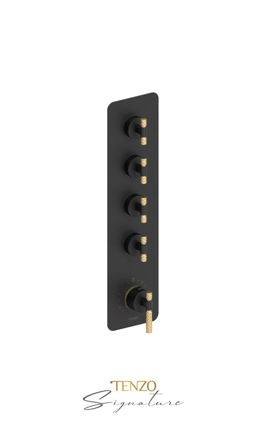Tenzo Extenza valve 4 fcts thermo Bellacio-C matte black/brushed gold BET44-C-MB-BG