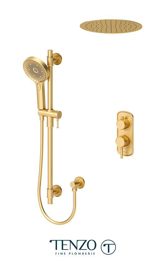 Tenzo Alyss T-Box kit 2 functions pres bal brushed gold finish ALYPB32-21165-BG