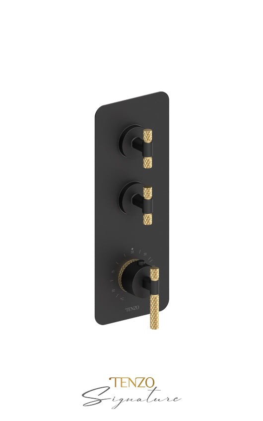Tenzo Extenza valve 2 fcts thermo Bellacio-C matte black/brushed gold BET42-C-MB-BG