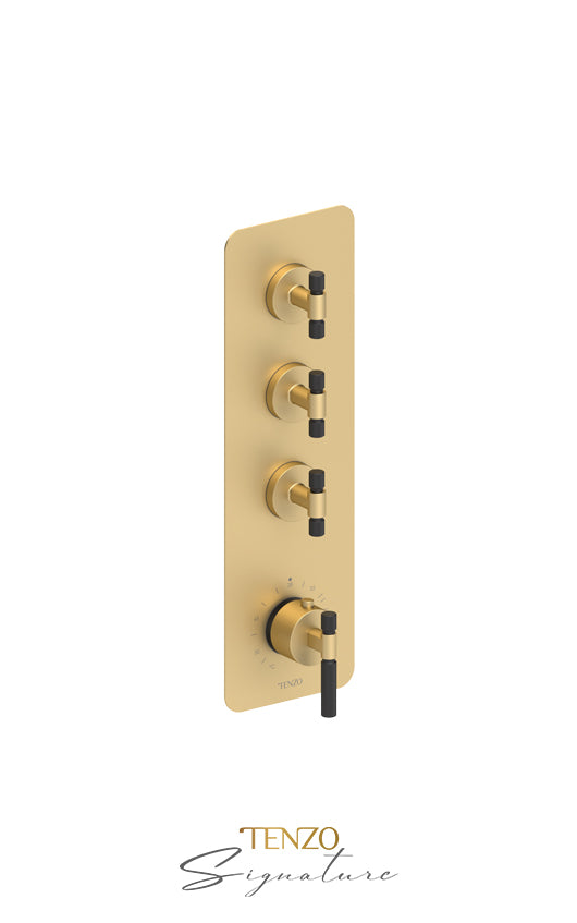 Tenzo Extenza valve 3 fcts thermo Bellacio-F brushed gold/matte black BET43-F-BG-MB
