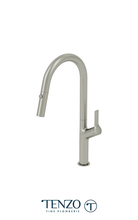 Tenzo Single-handle kitchen faucet Lotus with pull-down & 2-Function hand shower brushed stain. Steel LO130-SS