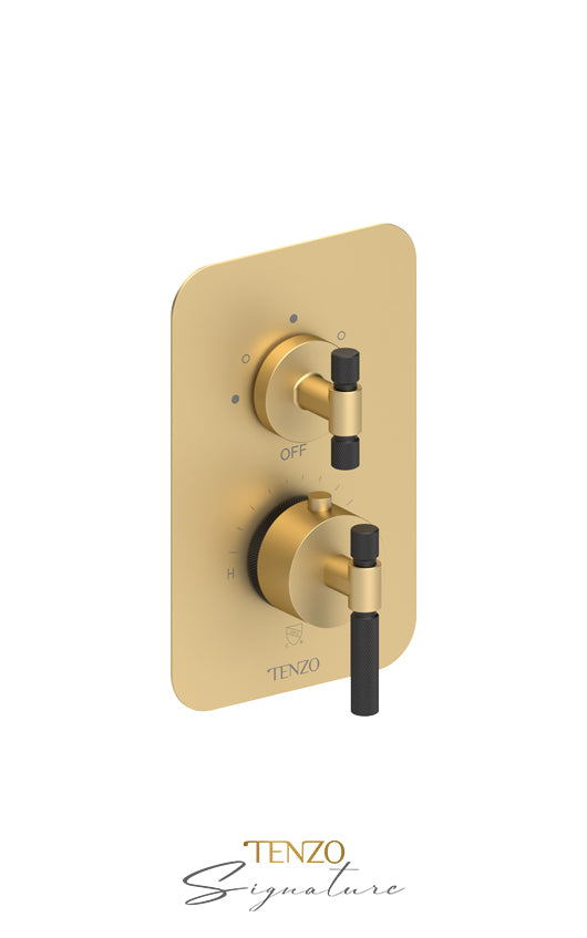 Tenzo T-Box valve 3 fcts thermo Bellacio-F brushed gold/matte black BET33-F-BG-MB