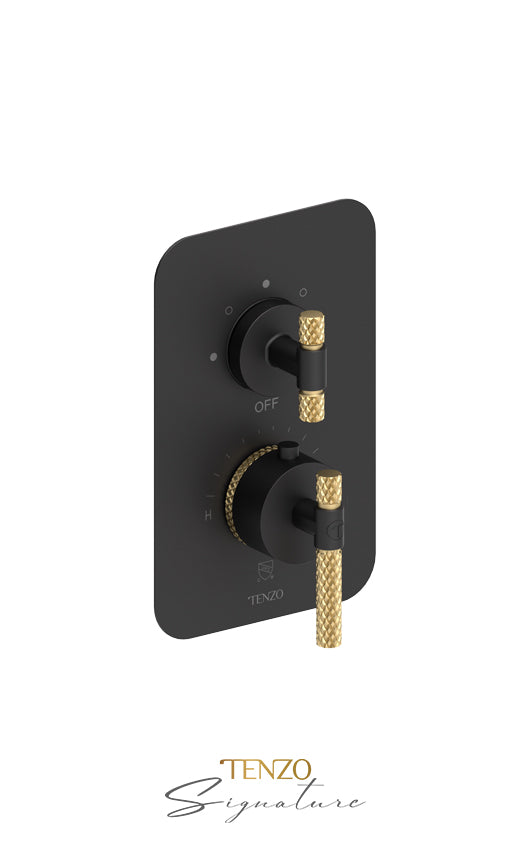 Tenzo T-Box valve 3 fcts thermo Bellacio-C matte black/brushed gold BET33-C-MB-BG