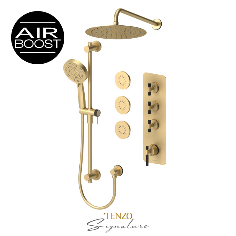 Tenzo Extenza valve 2 fcts thermo Bellacio-C brushed gold/matte black BET43-571112-C-BG-MB