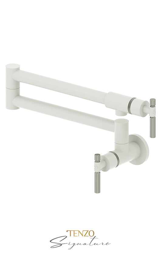 Tenzo Pot filler faucet Bellacio matte white / stainless steel BE160-F-MW-SS