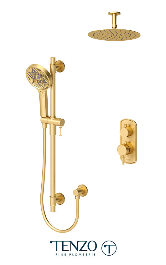 Tenzo Alyss T-Box kit 2 functions thermo brushed gold finish ALYT32-21131-BG