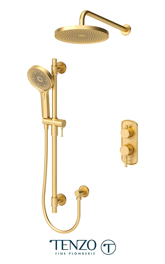 Tenzo Alyss T-Box kit 2 functions pres bal brushed gold finish ALYPB32-20114-BG