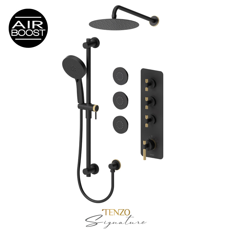 Tenzo Extenza kit 3 fcts thermo Bellacio-C matte black / brushed gold BET43-571168-C-MB-BG